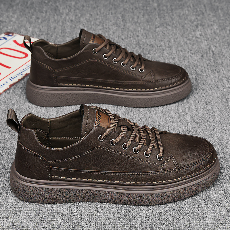 Zapatos de hombre nuevo nicho retro plataforma aumentada zapatillas de deporte de primavera zapatos de moda blancos de cuero casual deportivo para hombre
