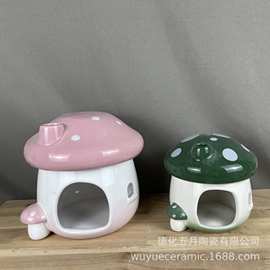 跨境新品陶瓷喂鸟器庭院花园陶瓷蘑菇野鸟喂食器源头厂家创意