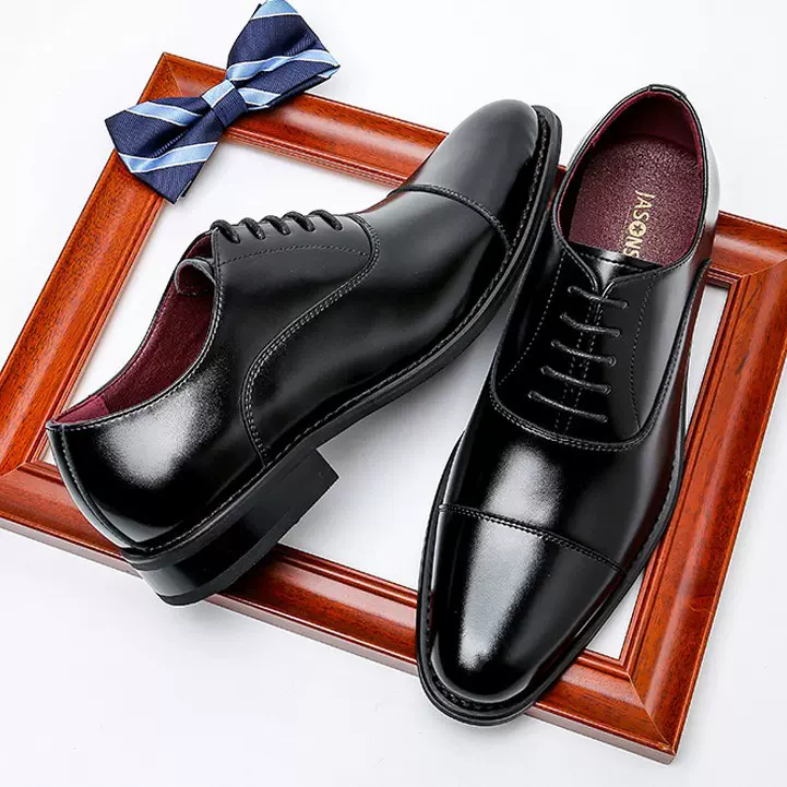 男士正装皮鞋商务鞋真皮单鞋三接头绅士英伦风男皮鞋低帮