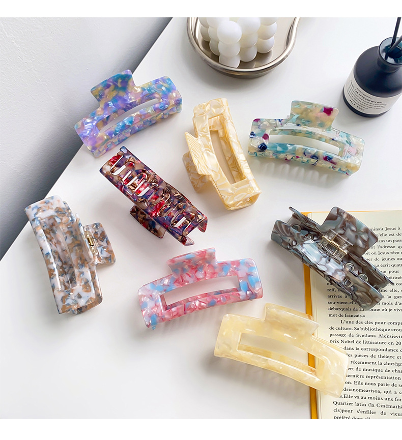 Marble Pattern Winter, All Seasons, Summer, Spring, Autumn Season Fashion Marble Acetic Acid Sheets Hollow Out Hair Claws 1 Piece