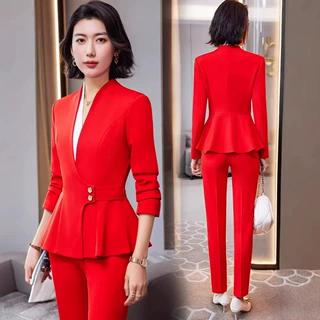 西服套装女时尚前台接待工装高级感轻奢珠宝店职业装工作服两件套
