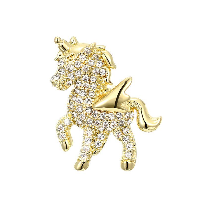 Cute Unicorn Copper Plating Inlay Zircon Women's Brooches display picture 4