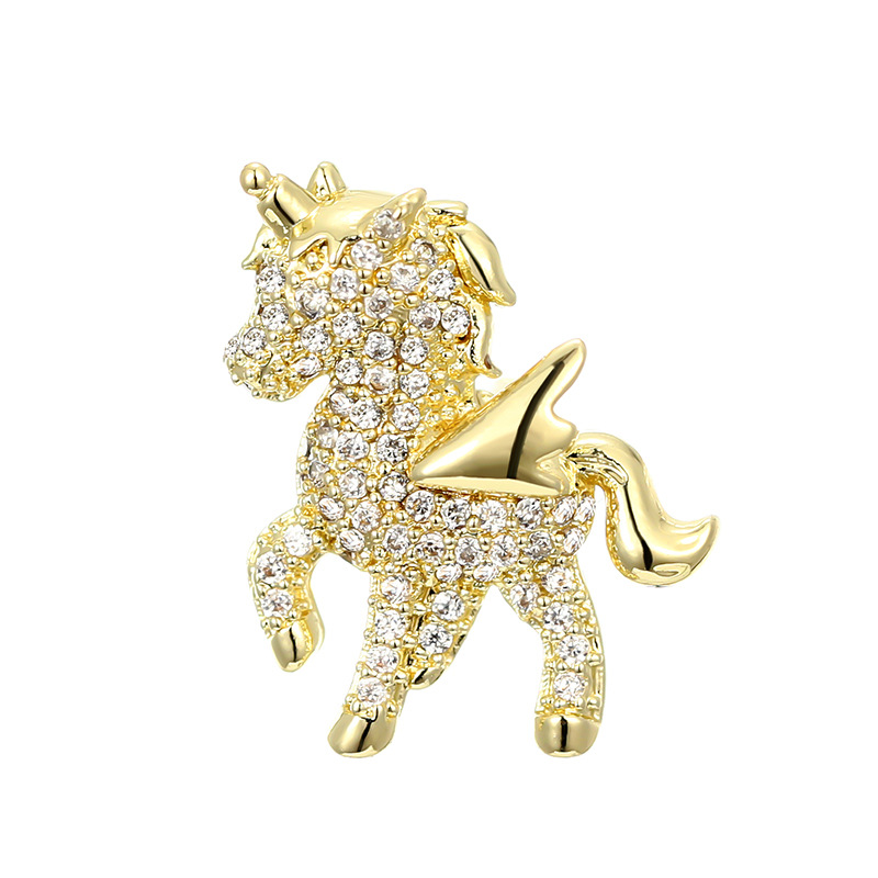 Mignon Licorne Le Cuivre Placage Incruster Zircon Femmes Broches display picture 4