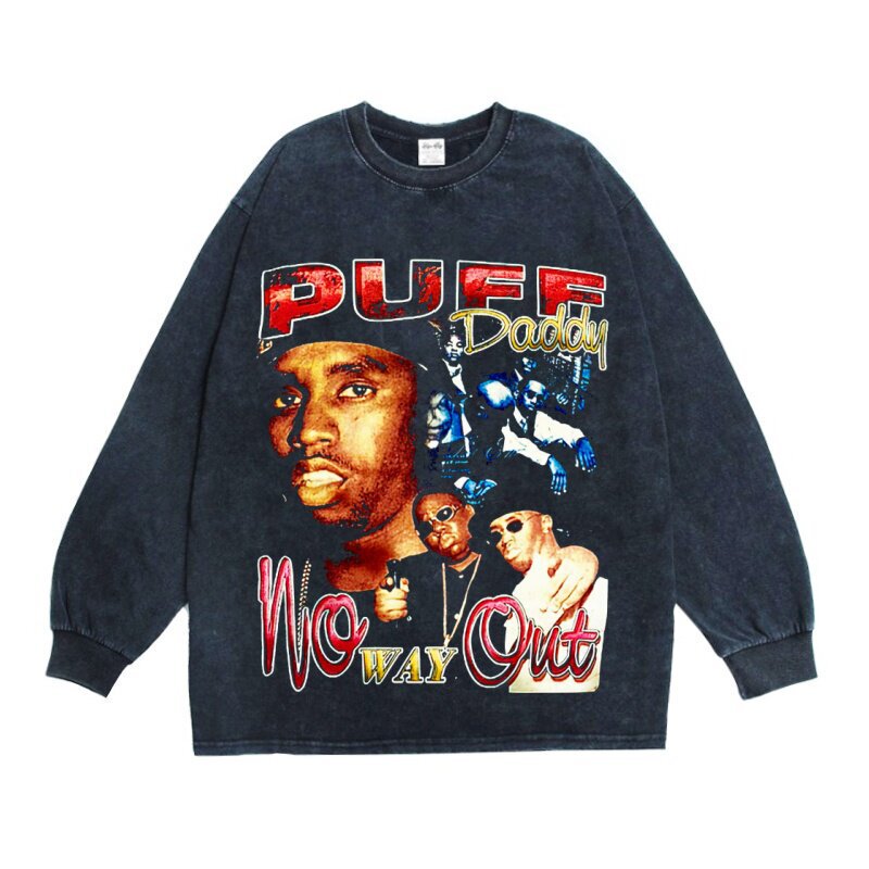 Digital Direct Print Sean Combs Long Sleeve T-Shirt Heavyweight Pure Cotton Digital Direct Print Sean Combs Long Sleeve T-Shirt Heavyweight Pure Cotton