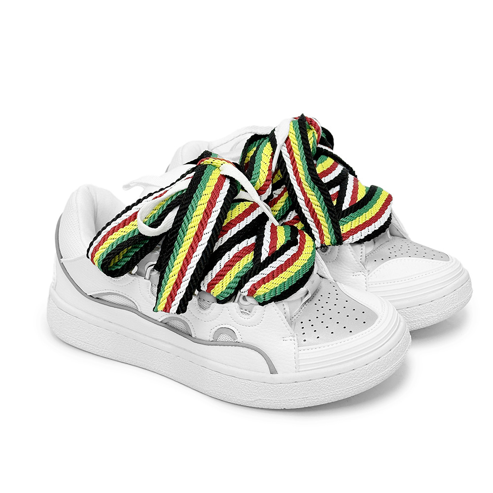 Langzhu spot Langfan zapatos de pan reflectantes de alta gama zapatos de entrenamiento de moda zapatos de pareja suela de goma de hombre zapatos de látex