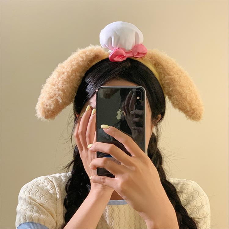 新款秋冬可愛毛絨餅餅發箍女款卡通顯臉小發卡洗臉壓髮飾拍照頭箍