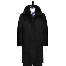 秋冬季毛呢大衣男士加绒加厚中长款老年宽松上衣服爸爸装袄子外套