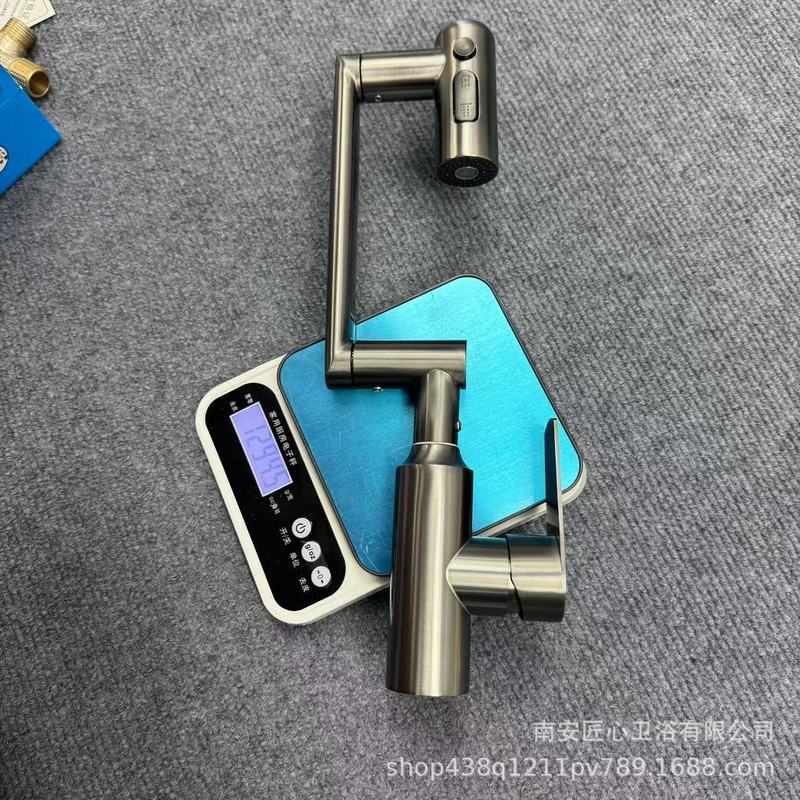 ステンレス鋼ガン グレー デジタル ディスプレイ ラッキー キャット 3 スピード多機能洗面器ユニバーサル垂直温冷洗面器蛇口|undefined