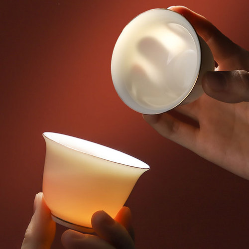 Wholesale Yangzhi jade Gongfu tea cups ceramic tea set drinking single cup scent cup tea tasting cup fair share cup white porcelain Guawan