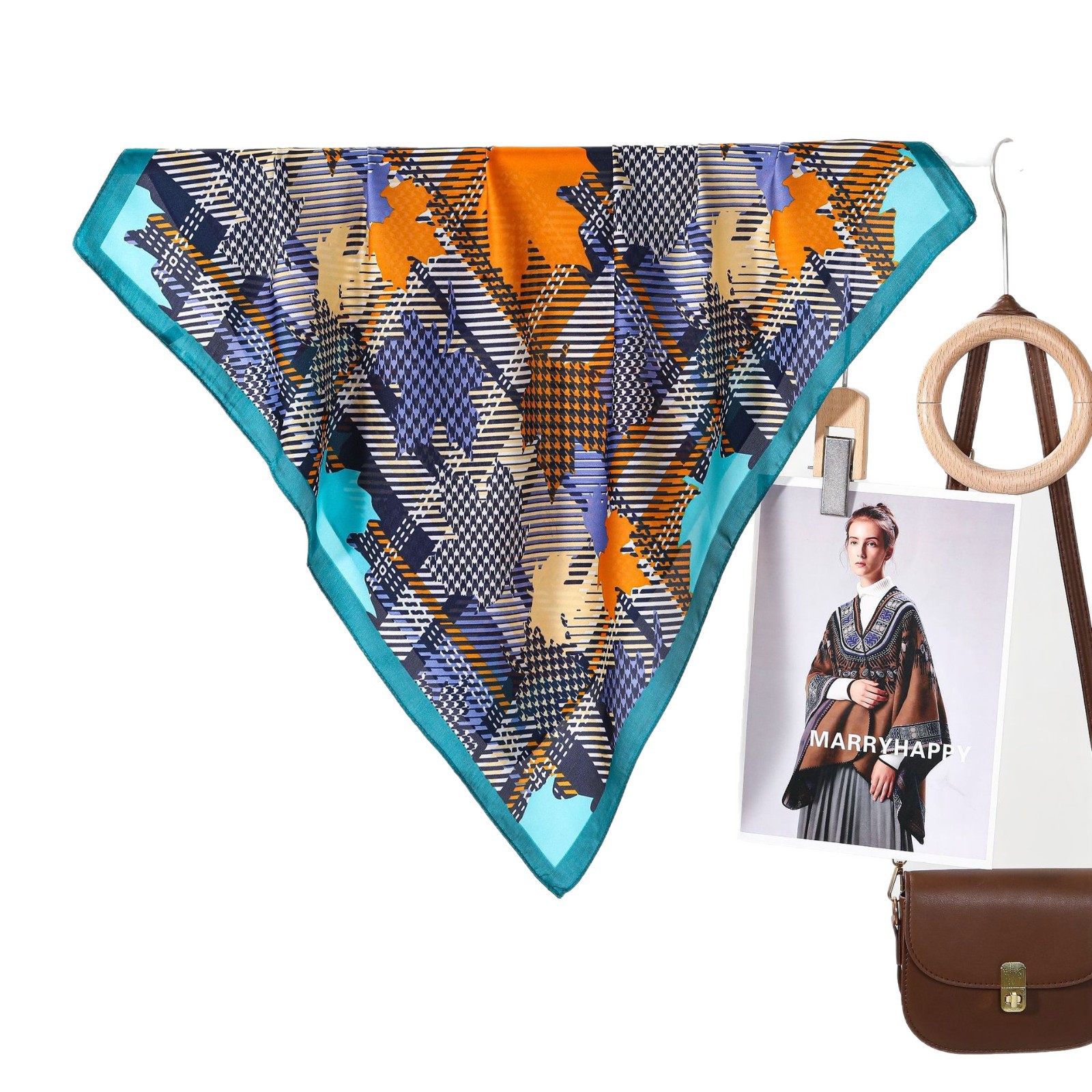 Foulard in seta da donna con foglia d'acero elegante versatile_voghion.com
