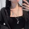 Brand multilayer necklace hip-hop style, fashionable movable rabbit suitable for men and women