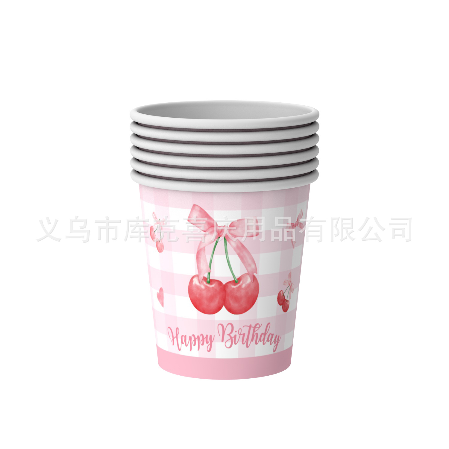 Nuevo arco de cereza tema decoración de fiesta de cumpleaños de niños bandeja de papel tazas de papel toallas de papel set de cubiertos