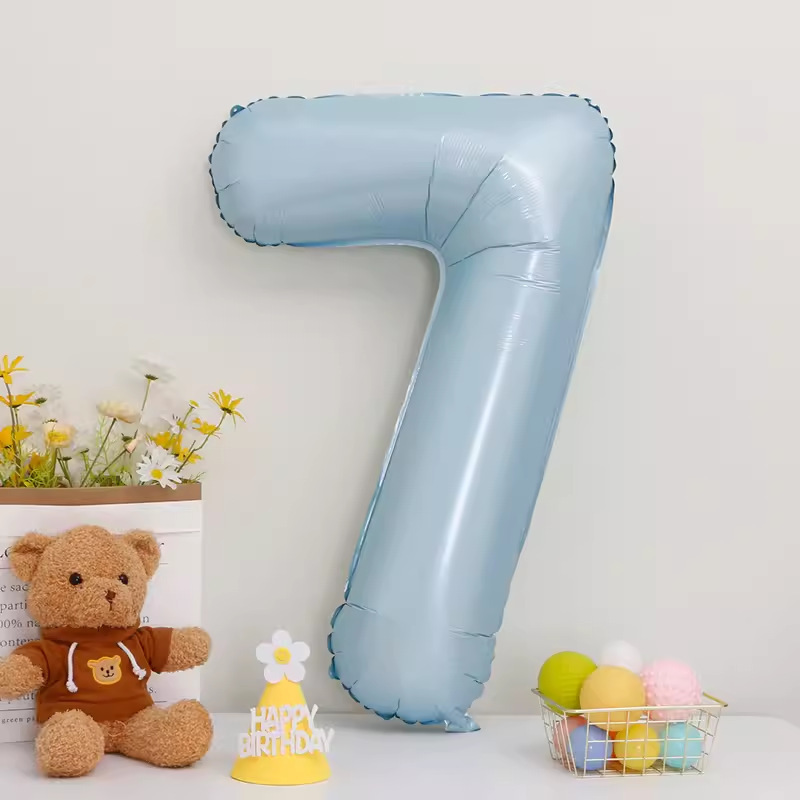40inch アルミフィルムデジタルバルーン ベビーブルーピンク 女の子の誕生日シーンの装飾 ベビー123歳の誕生日の装飾|undefined