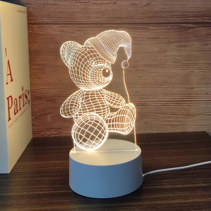 Mayorista 3D lámpara de noche creativa estereoscópica dormitorio protección de ojos lámpara de cabecera de cama led lámpara de ahorro de energía dormitorio del corazón de las niñas