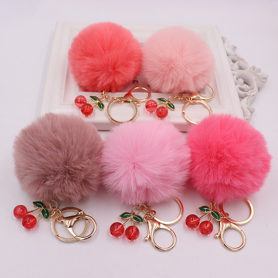 Lindo llavero de peluche de cereza aleación bolsa de bola de piel de cereza colgante bolsa de Ropa Accesorios de llavero