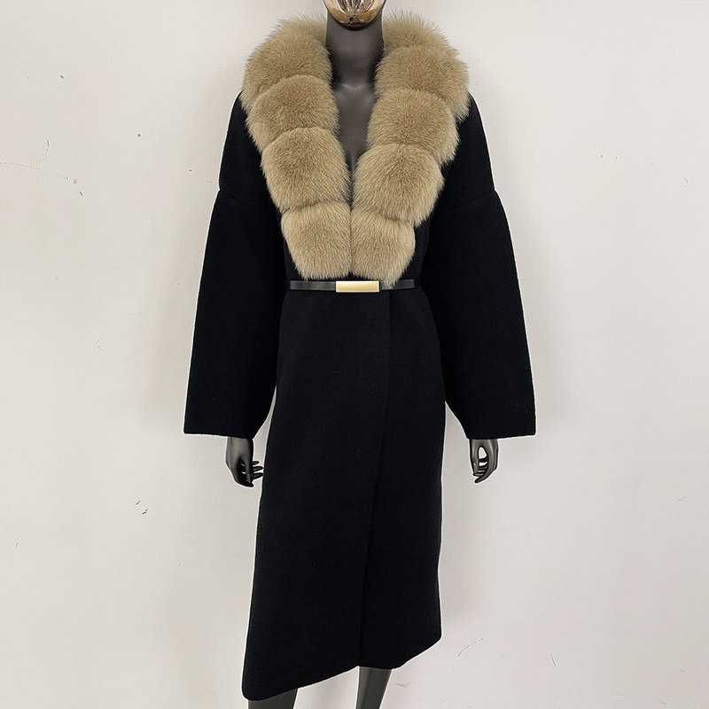 AliExpress Cross-border New Lazy Style Fashion Thickened Long Fox Wool Collar Cardigan Sweater Coat Women AliExpress Cross-border New Lazy Style Fashion Thickened Long Fox Wool Collar Cardigan Sweater Coat Women