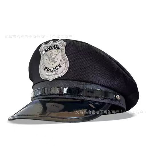 Halloween cross-border embroidered letter POLICE fabric label adult and children's police hats wholesale sun protection hats training hats
