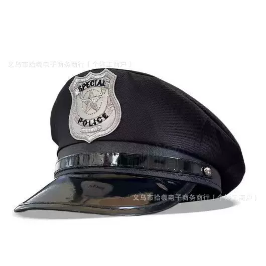Halloween cross-border embroidered letter POLICE fabric label adult and children's police hats wholesale sun protection hats training hats