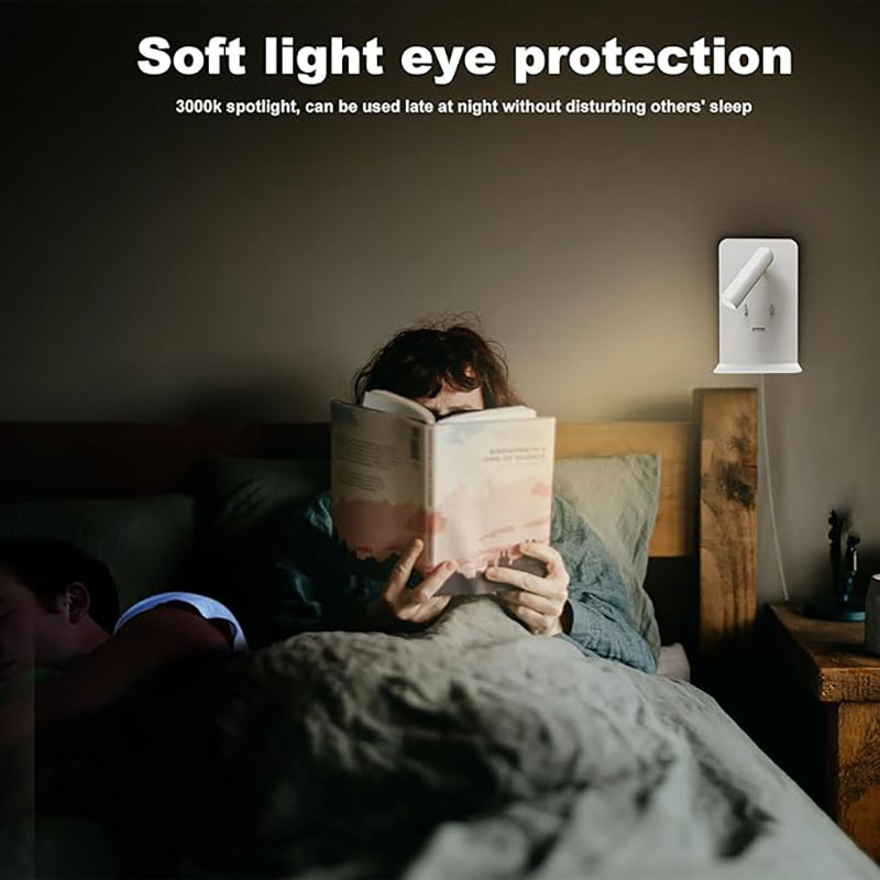 クロスボーダー LED ウォールランプ USB ポート携帯電話棚充電スイッチ付き寝室の壁ランプミニマリストホテルのベッドサイド読書|undefined