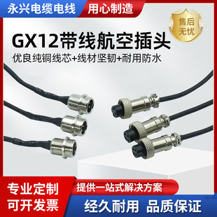 Gx12 Aviation Male and Female Plug and Socket Pin Fixed Opening 12mm Connector Four-Core Aviation Head Adapter Cable
