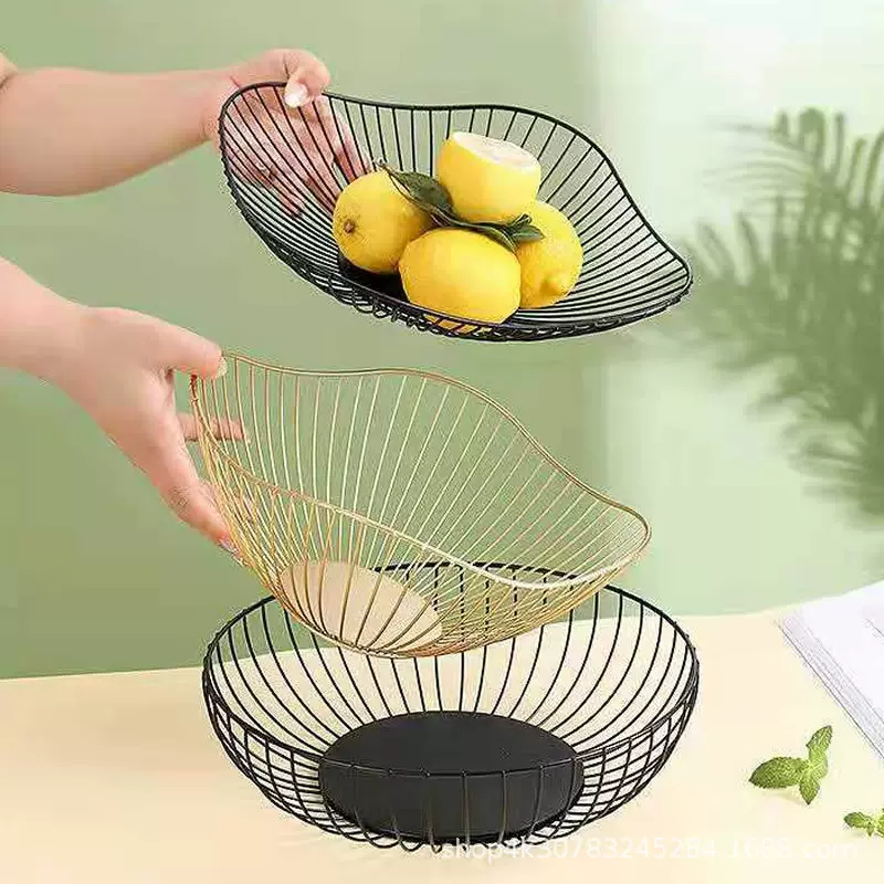 轻奢铁艺果盘北欧风家用现代客厅茶几糖果盆零食干果盘网红水果篮