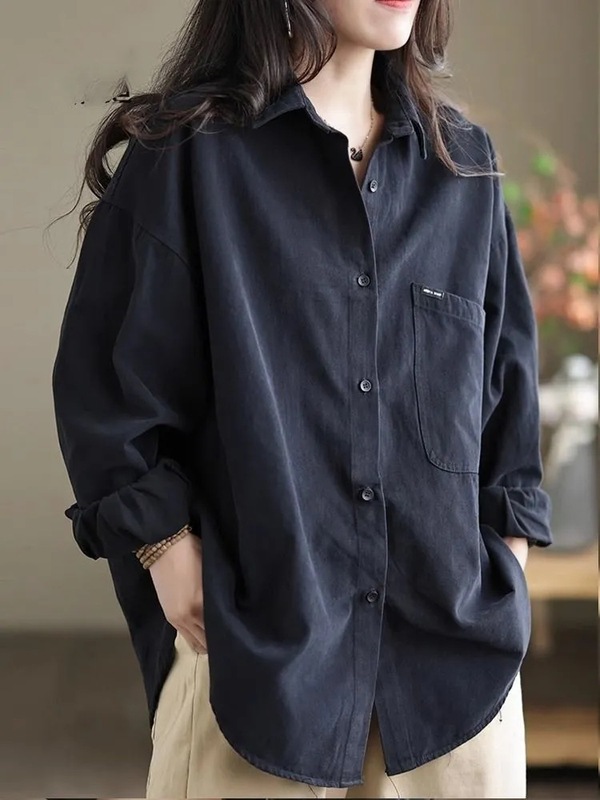 2025春秋装新款女士长袖衬衫洋气减龄外套开衫百搭中长款女装上衣|undefined