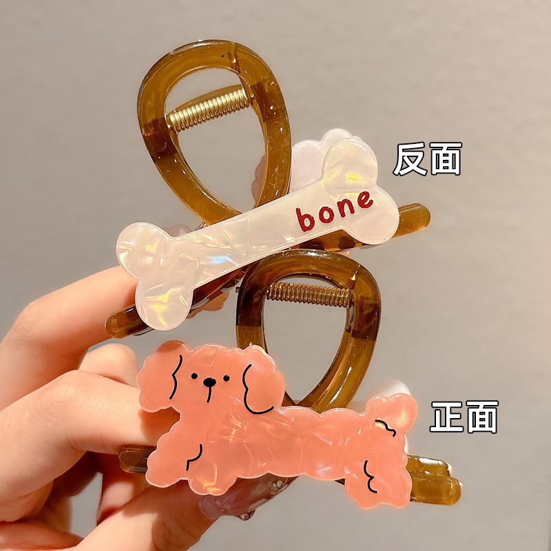 气质珍珠发饰咖色鲨鱼夹清新蝴蝶结抓夹气质优雅发卡百搭头饰发夹|undefined