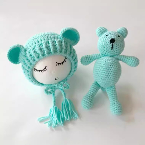 New Style European and American Studio Children's Photography Clothing Newborn Sweater Set Baby Photo Shoot Outfit Little Bear