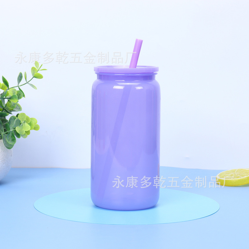新品16オンスカラープラスチックメイソンカップカラーゼリースノーボールカップストローカップ20オンス二重プラスチックカップ|undefined
