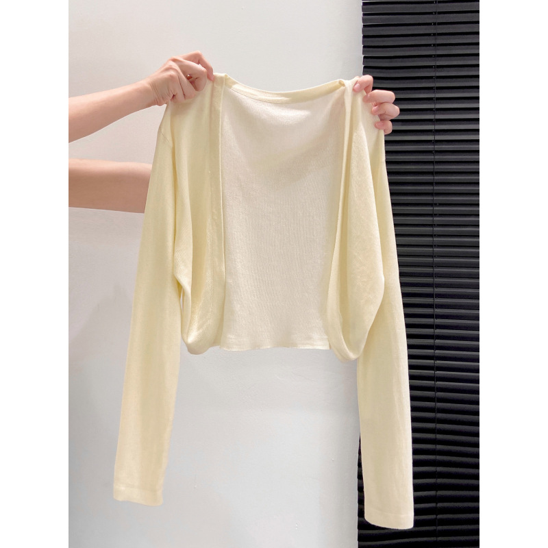 Outer Collocation Slip Skirt Thin Knitted Cardigan Women's Short Shawl Summer Cool Elegant Sweet Long-sleeved Top Outer Collocation Slip Skirt Thin Knitted Cardigan Women's Short Shawl Summer Cool Elegant Sweet Long-sleeved Top