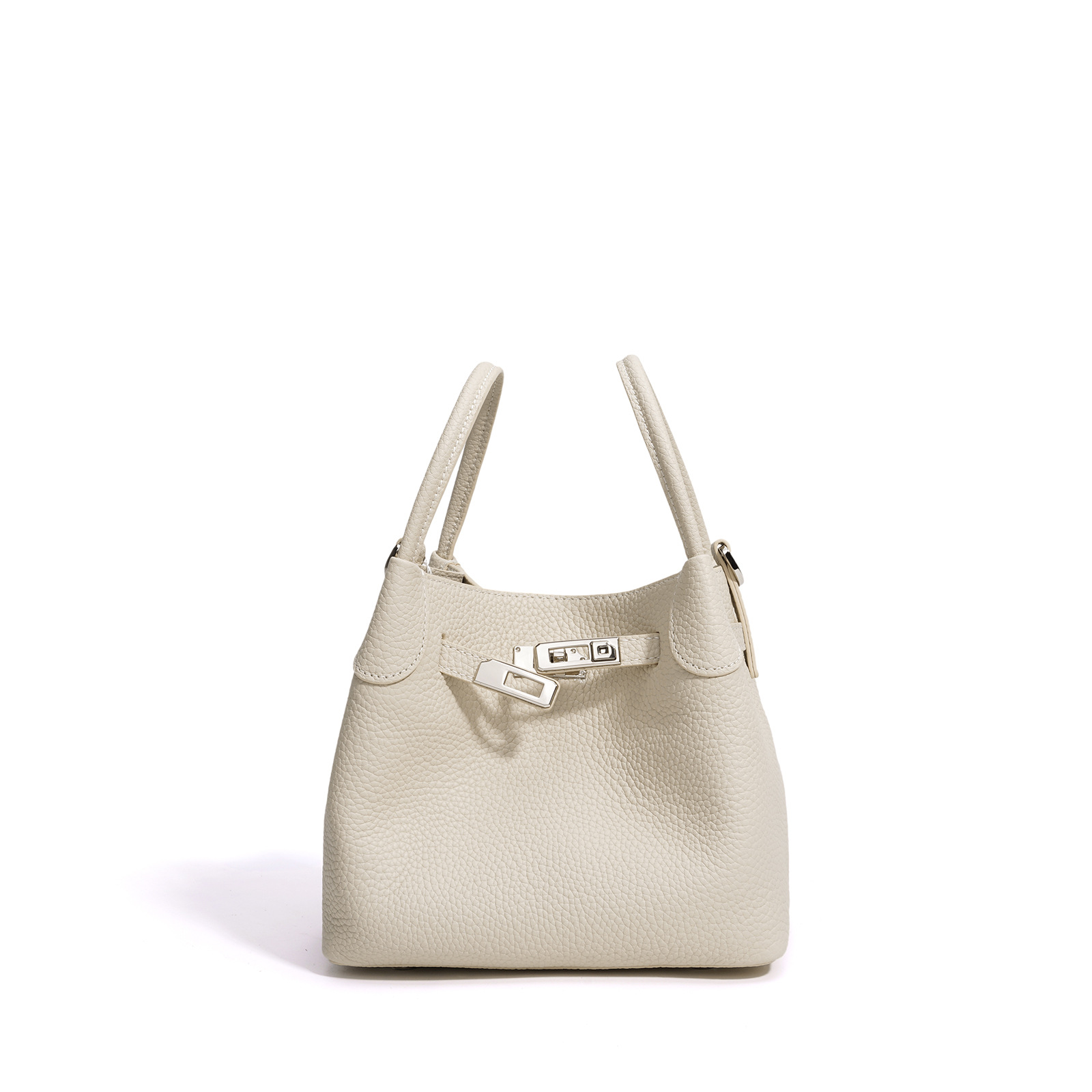 跨境高级感菜篮子包新款真皮斜挎水桶包女纯色轻奢时尚女士手提包 - Thumbnail 8