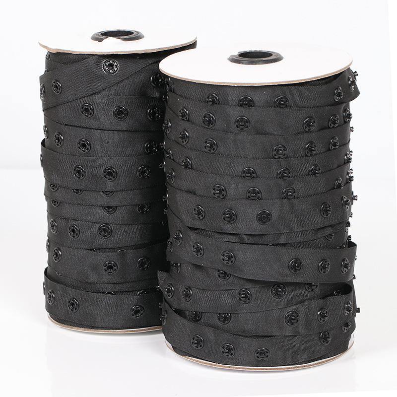 Spot Black and White Invisible Buckle Encryption Polyester Belt Baby Clothing Snap Button Belt Female Buckle Dance Clothing Button Cloth Belt