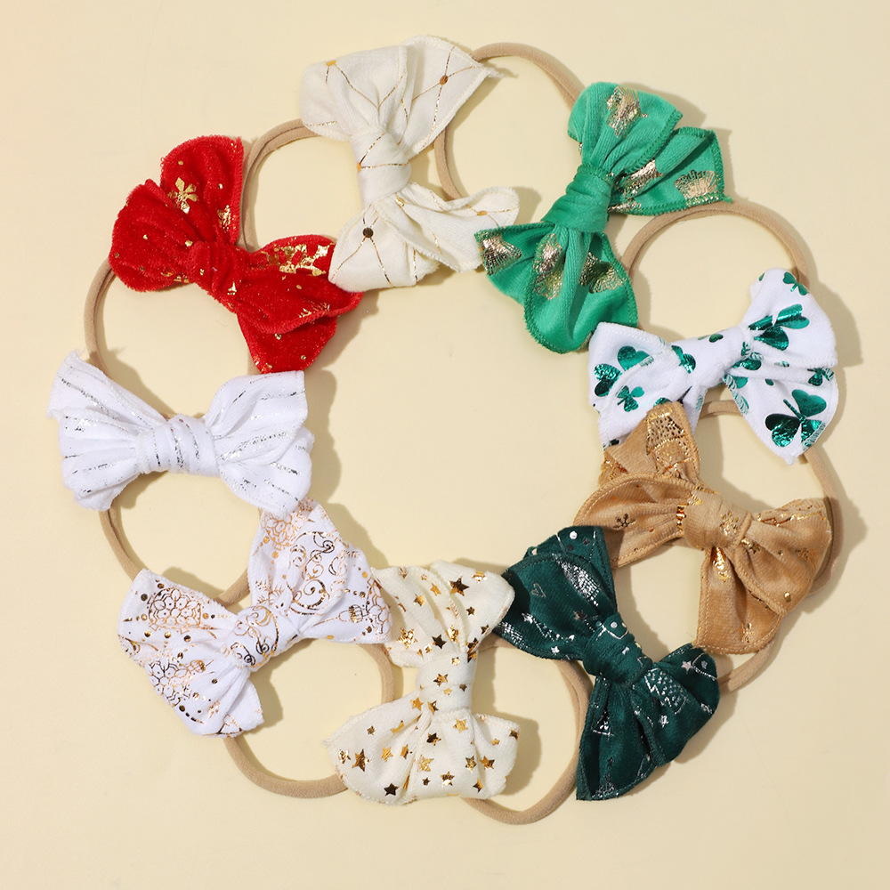 Cross-border New Foreign Trade Children's Hair Accessories Baby Bow Digital Printed Hair Band Christmas Holiday Baby Headband_voghion.com