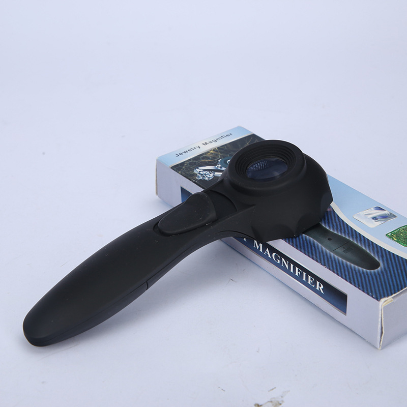 手持式30倍带6个LED灯高清光学玻璃镜片高倍珠宝玉石鉴定放大镜