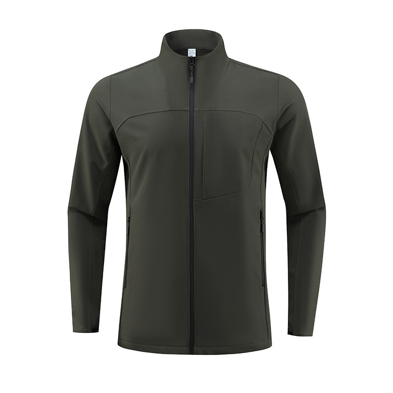 跑步长袖外套男士户外骑行运动全拉链纯色健身训练上衣外套夹克