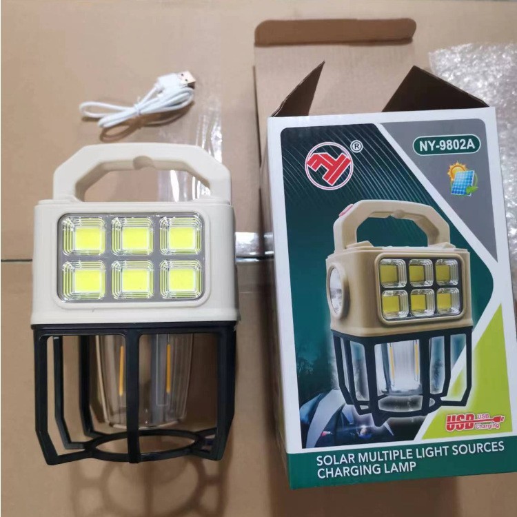 Nuevas luces de emergencia solares solares transfronterizas para uso doméstico al aire libre, iluminación de carga portátil, multifunción portátil