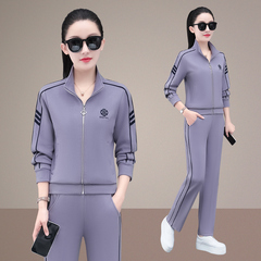 Fashion Casual Set for Women Spring/Autumn 2024 New Style Stylish Stand-up Collar Long Sleeve Jacket Running Sportswear Two-Piece Set