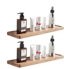 New Walnut Wood Creative Vanity Front Shelf Bathroom Shower Storage Rack Wall Mounted Shelf One-piece Partition