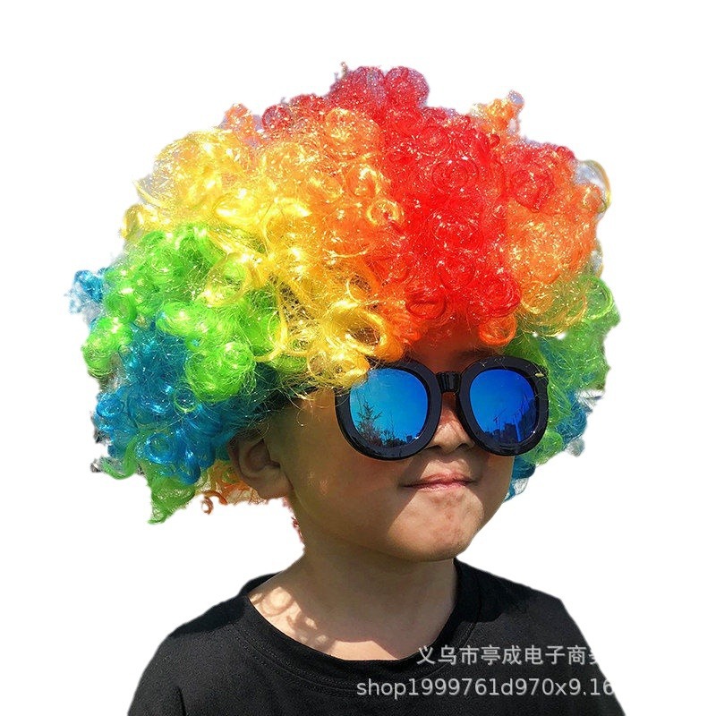 Venta directa de fábrica peluca de cabeza explosiva fiesta de disfraces fanáticos de disfraces pelucas de colores de payaso divertidas