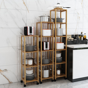 Wholesale Bamboo Kitchen Storage Rack Seasoning Rack Supplies Multi-Layer Oil Salt Sauce Vinegar Storage Storage Rack Space Saving