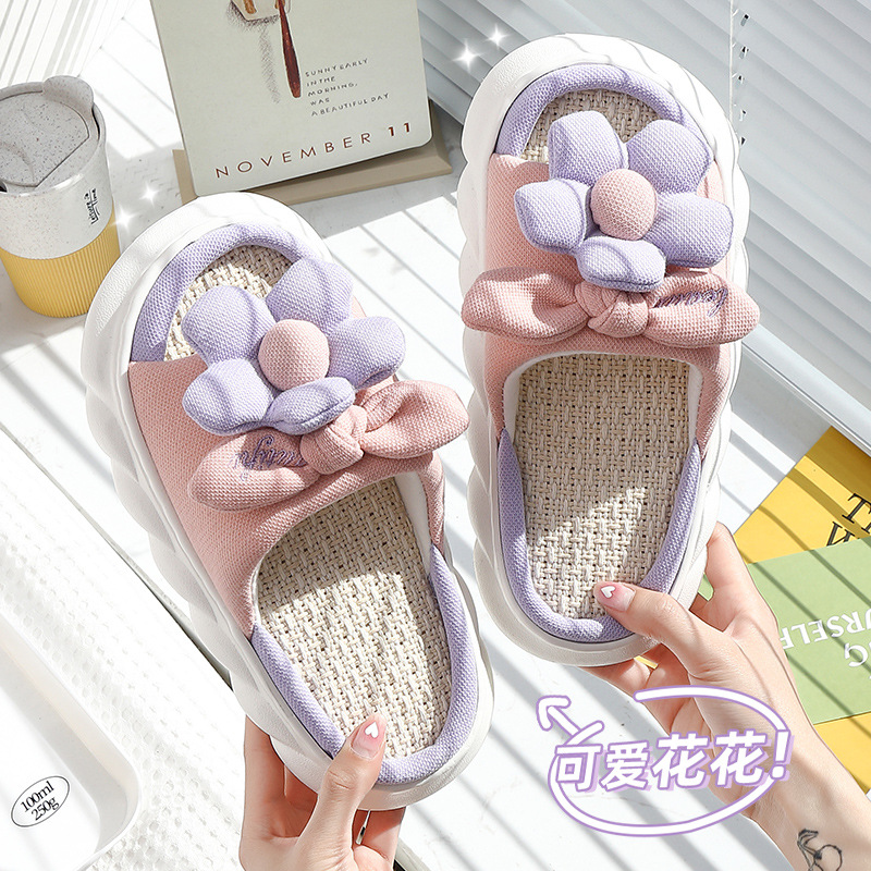 lovely Flax slipper summer Home Furnishing wholesale indoor non-slip Four seasons spring and autumn household ventilation Cotton and hemp slipper