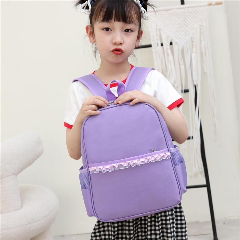 Customized new children's dance bag, lace backpack, simple and stylish, suitable for 4-8 year olds, kindergarten backpack with logo printing.