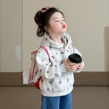 女童外套春秋款2025新款卡通女宝宝连帽卫衣洋气韩版儿童秋装上衣