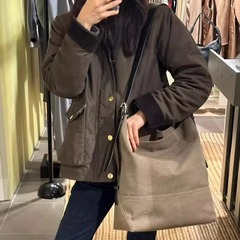 Jenniと同じLemai*eキャンバスバッグ大容量レイジースタイルトートバッグ多用途クロスボディ通勤バケットバッグトレンディ