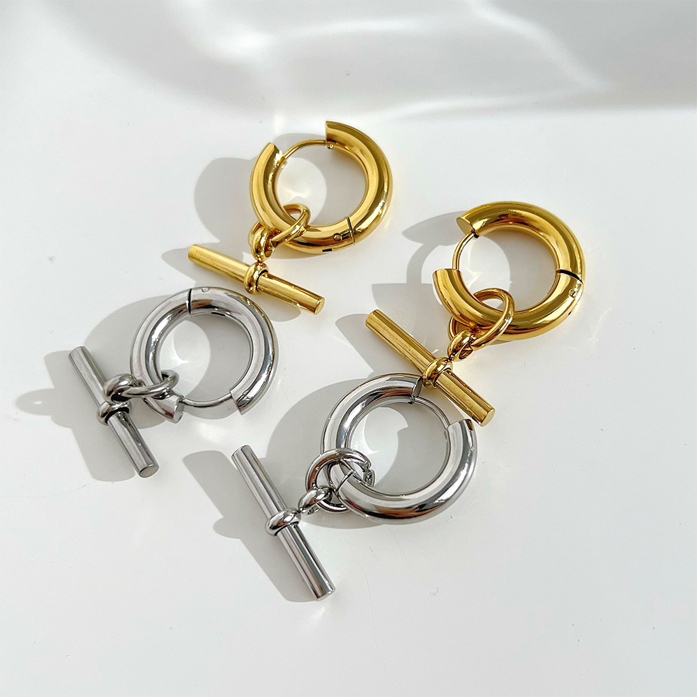 Real Gold Plated Plating Material Drop Earrings Classification Fashion Solid Color Plating 304 Stainless Steel 16K Gold Plated White Gold Plated Gold Plated Stainless Steel Earrings