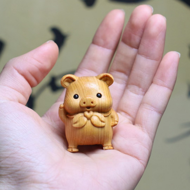 2025崖柏木雕十二生肖摆件鼠牛虎兔龙蛇马羊猴鸡狗猪手把件工艺品|undefined
