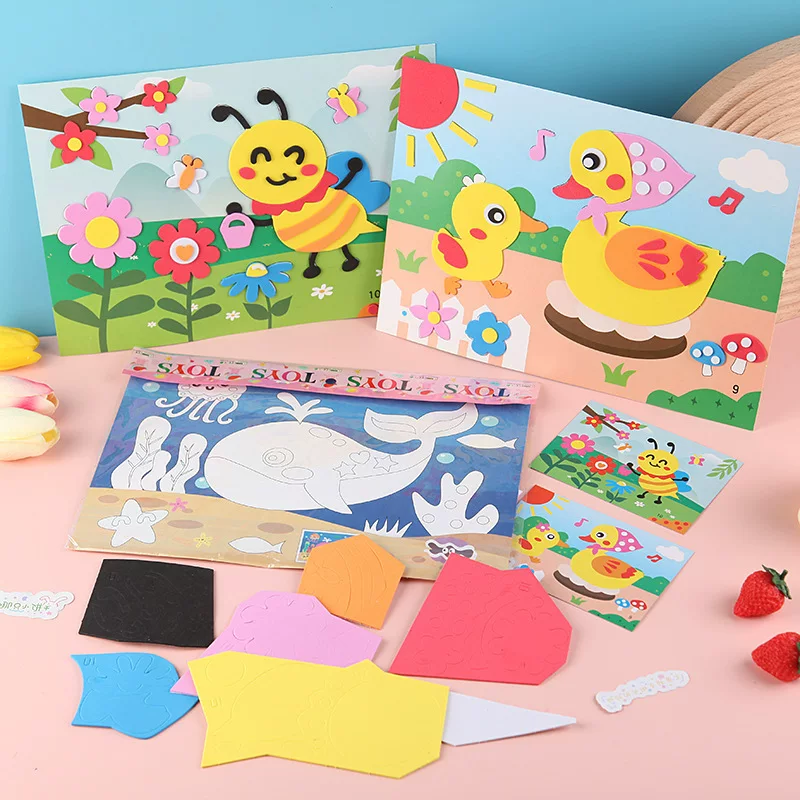 Эва, большой EVA мультфильм, трёхмерная головоломка для детского сада, набор материалов мультфильмов, держатель для карточек, наклейки, ручной работы, в 3D формате, оптовая