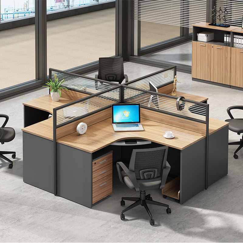 Simple moderno personal Escritorio de oficina y silla combinación de trabajo tarjeta asiento de cuatro asientos de doble asiento escritorio de la computadora