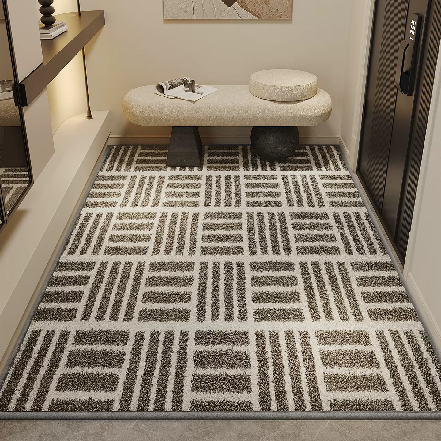 入户门地垫高级感进门耐脏防滑家用加厚仿羊绒脚垫客厅卧室地毯