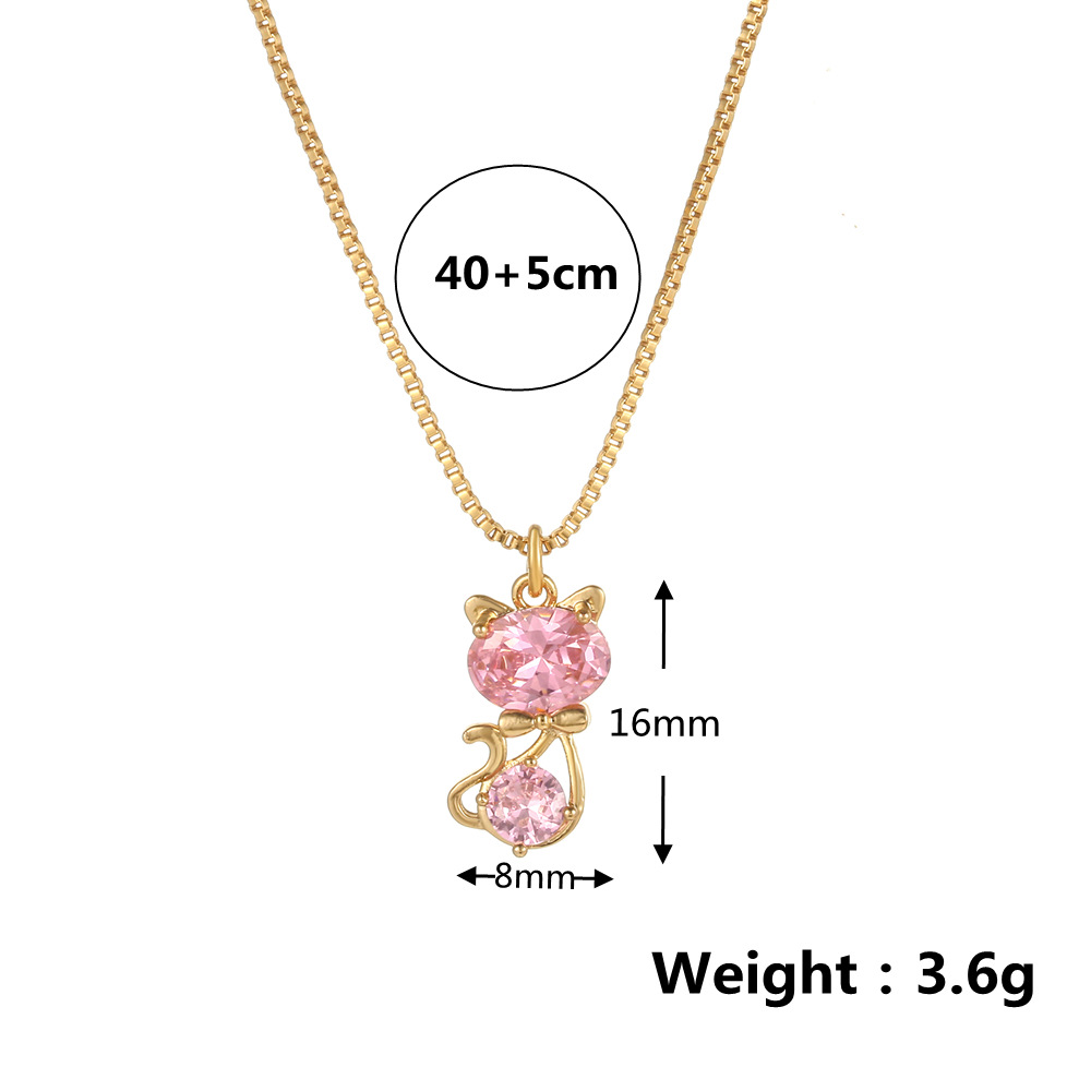 Cute Cat Female Niche Pink Clavicle Chain Pendant Necklace Wholesale display picture 7